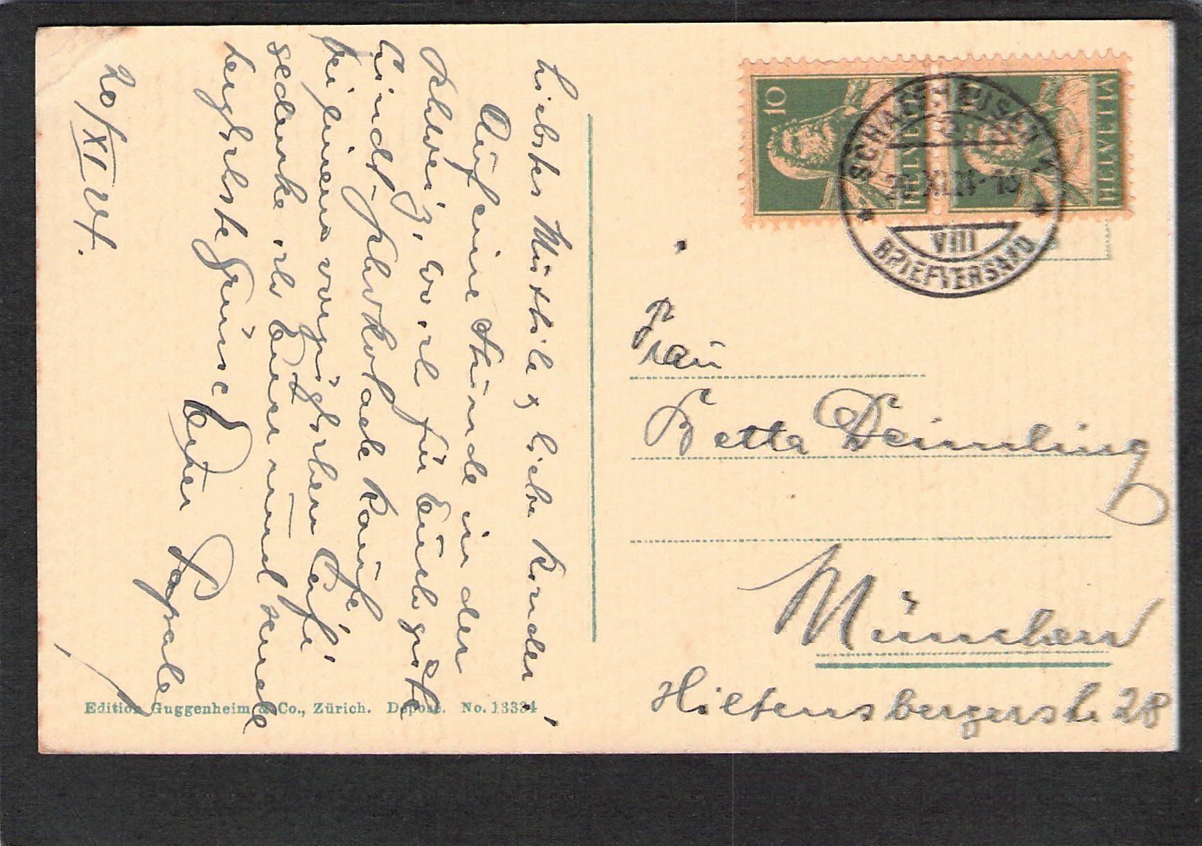 Cartoline postali: AK,SH , Schaffhausen ,Munot , 1924 – Usato da Reichenburg venduto da Pipo-67 1