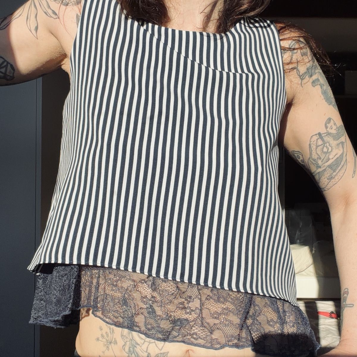 Zara Tops: Haut rayé Zara Basic bleu marine et blanc dentelle XS – Neu (gemäss Beschreibung) aus Fribourg von alex_afs 1