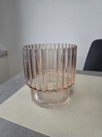 Rosa Vase, gerippt, Vintage, Glas,