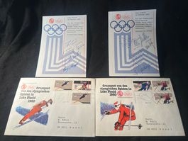 Olympia USA 1980 2x Autogrammkarte Schweiz