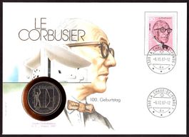 Münzbrief, Le Corbusier, Architekt, mit Sonder 5-Franken