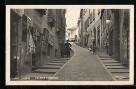 AK Lugano, Via della Cattedrale, 1925