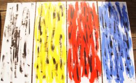 4 grosse Acryl Gemälde auf Karton