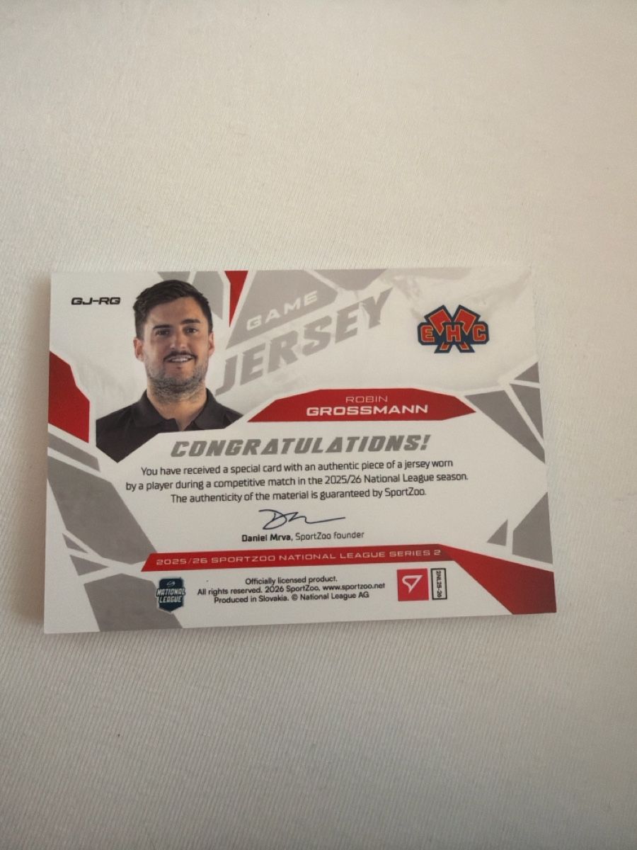 Sportzoo Sammelbilder & Trading cards: Game Jersy von Robin Grossmann National League Card – Neu (gemäss Beschreibung) aus Oberönz von jan_wys9 1