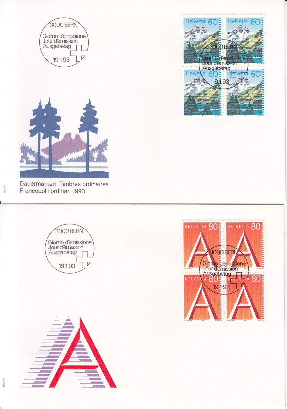 Alle Briefmarken: SBK 837 - 838 im 4er-Block FDC – Gebraucht aus Bürglen TG von StampGraf