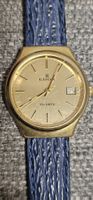 Edox Quartz vintage, bracelet cuir bleu