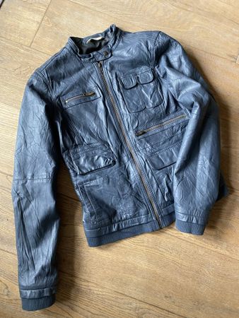 Veste cuir bleue femme S