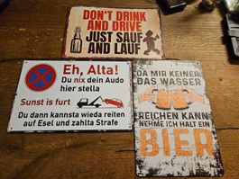 3 Blechschilder mit lustigen Sprüchen (J1)