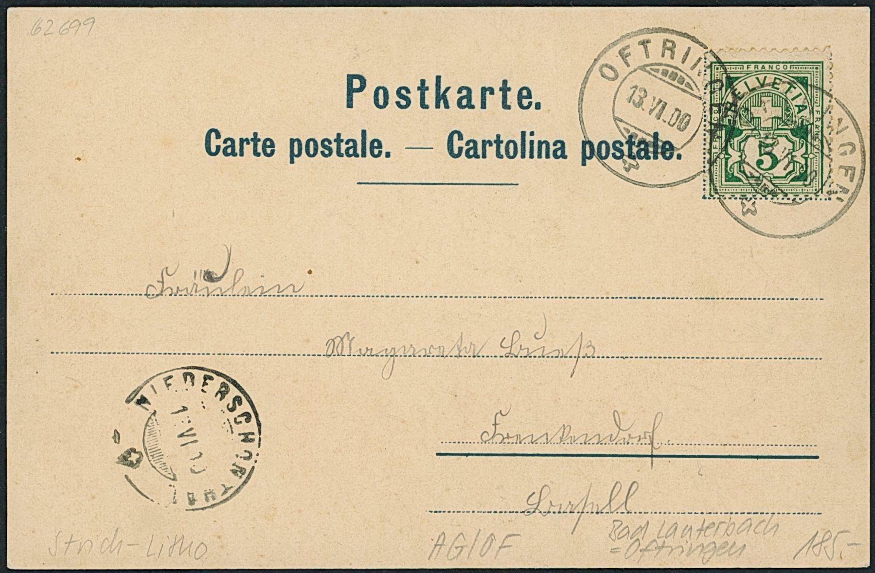 Ansichtskarten: AG Bad Lauterbach - Litho - Oftringen – Gebraucht aus Schindellegi von Jonathan77 1
