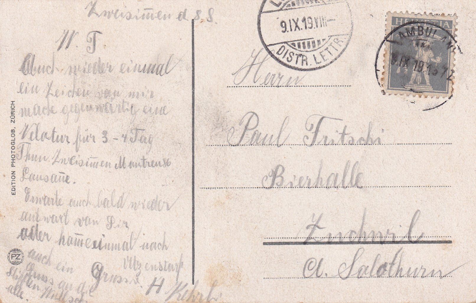 Cartoline postali: Zweisimmen /bb – Usato da Hombrechtikon venduto da Rudolf07 1