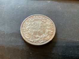 2 Frankenmuenze Schweiz 1904 guter Zustand SS - VORZÜGLICH