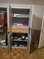 Kleiderschrank mit Spiegel, gut erhalten, weiss/Holz, 6 Türe
