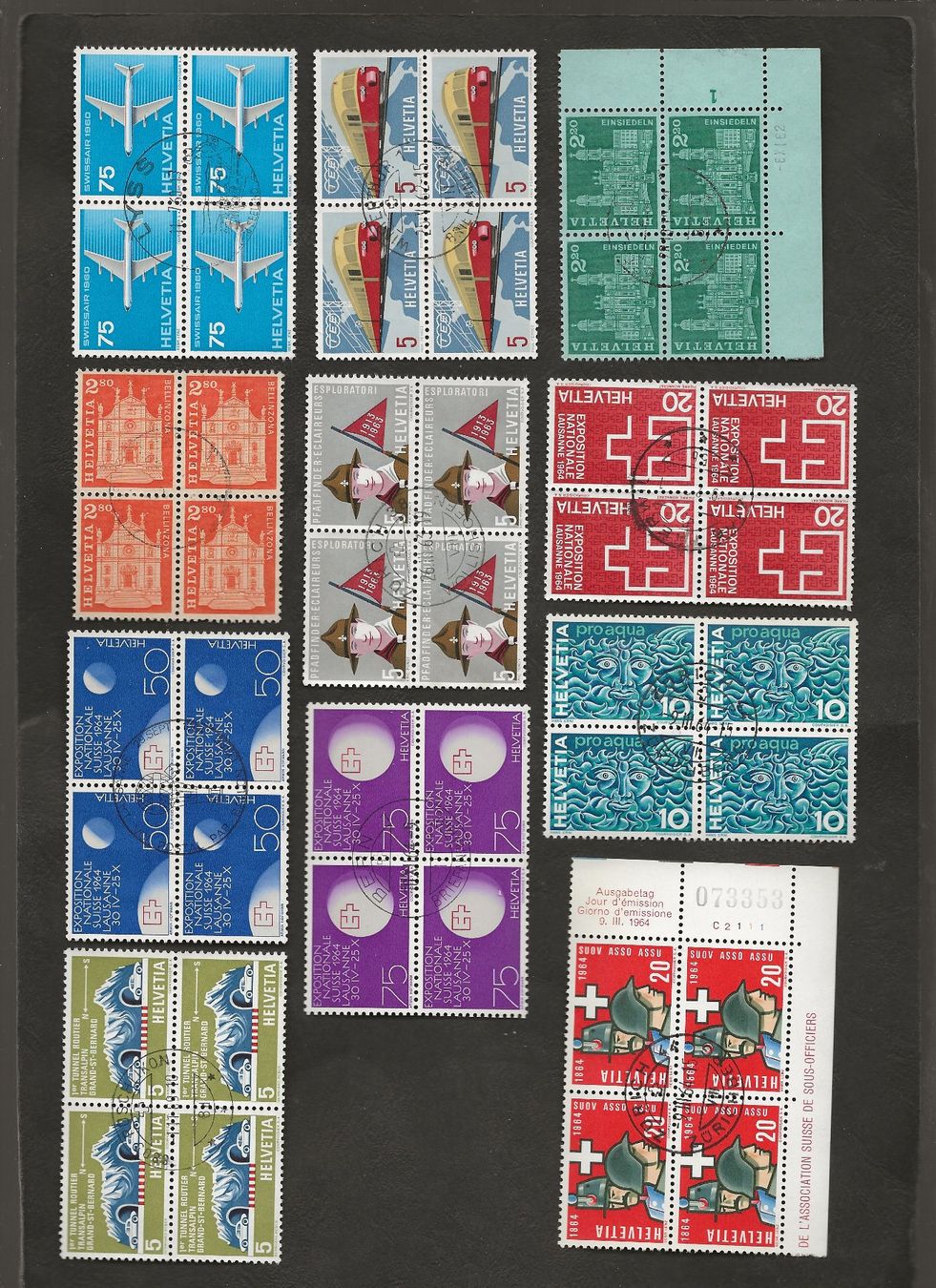 Alle Briefmarken: Schweiz 30 Viererblock ab 1955 – Gebraucht aus Au ZH von xelagreb01 3