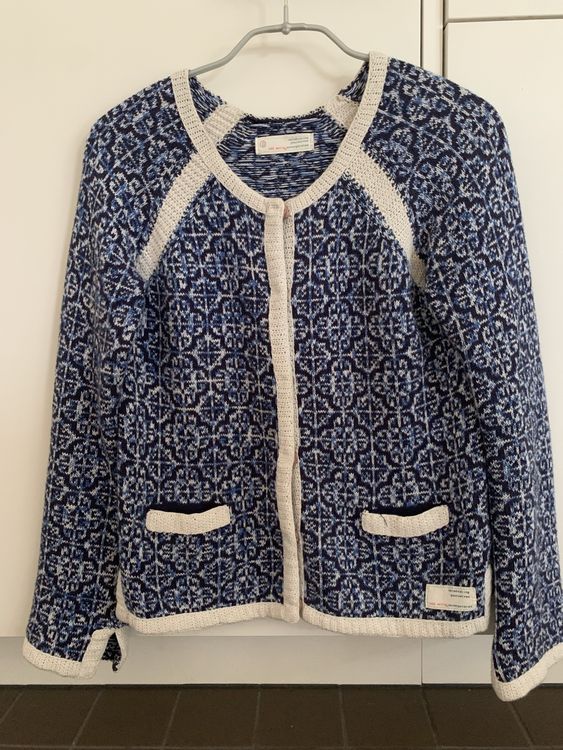 Odd Molly Strickjacke, 100% Baumwolle blau/weiss Grösse