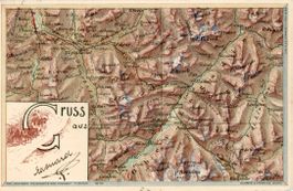 Engadin  GR  -  PANORAMA Karte v. OBER-ENGADIN   um  1 9 0 4