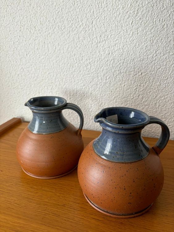 Keramik Kanne Mit Handbemalten Punkten - 0,75 Liter In Rot, Mittel Größe