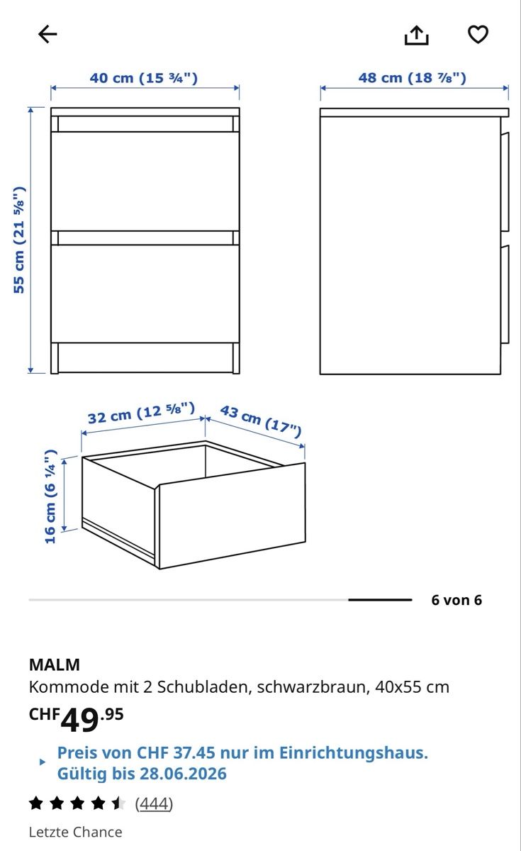 Comodini: 2er Set MALM Nachttisch Kommode schwarzbraun – Usato da Belp venduto da Zeyzey09 4