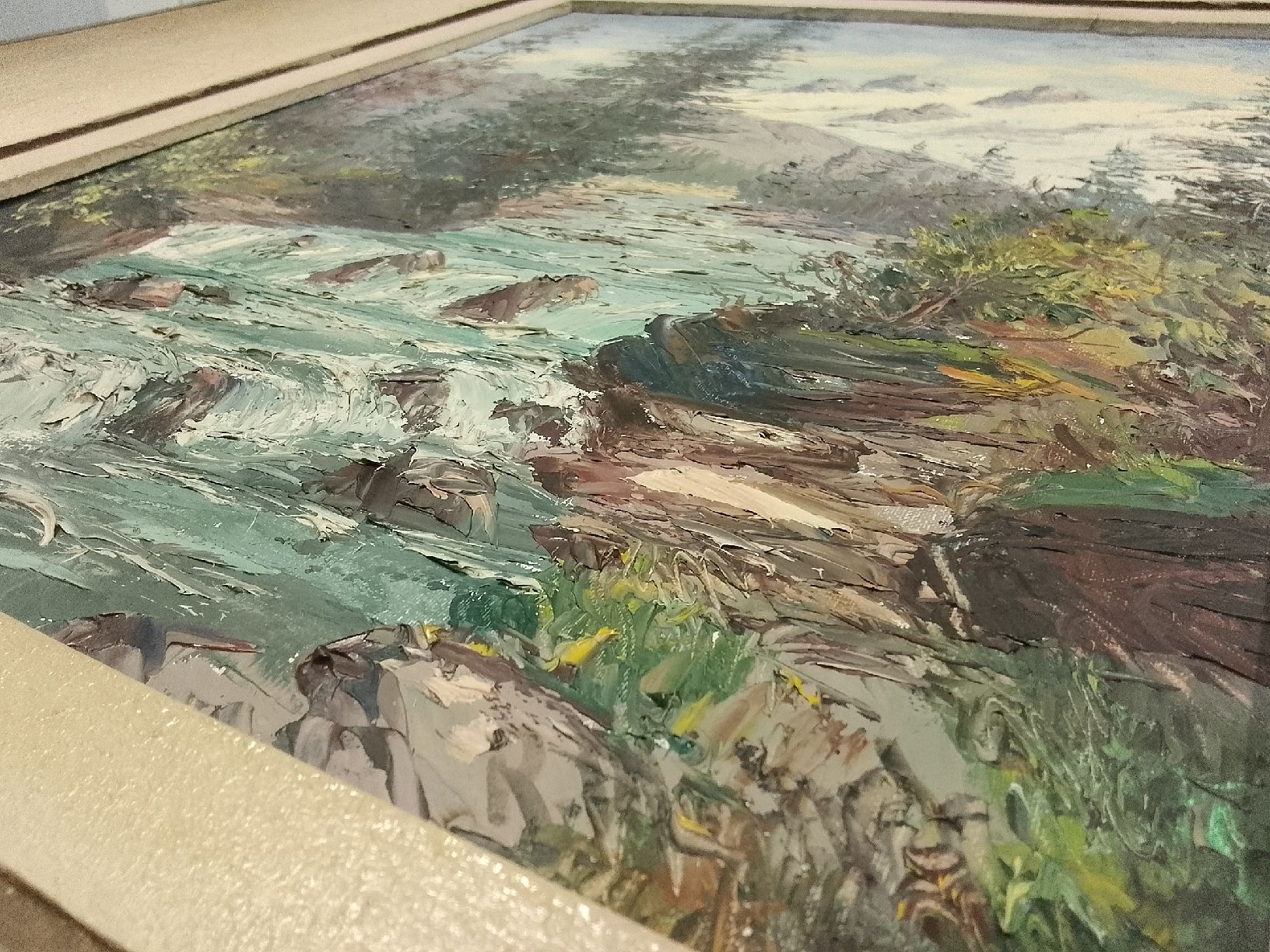 Gemälde: Gemälde Fluss Berge Tannen mit Rahmen  – Gebraucht aus Trubschachen von Caddy8 3