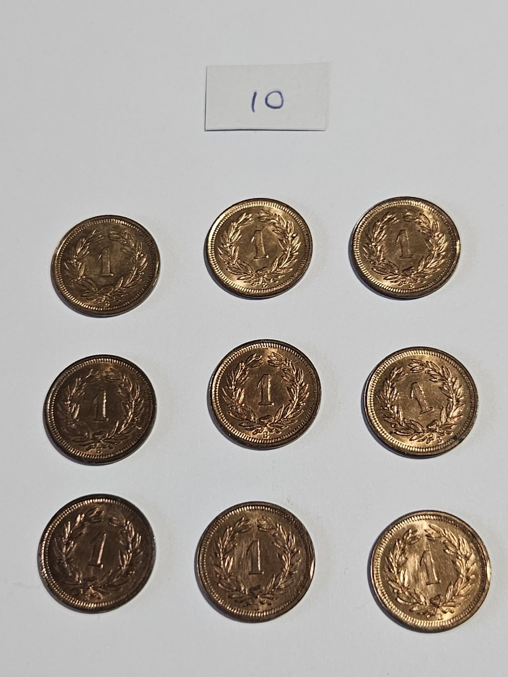 Tutti le monete: 1 Rappen 1937, 9 Stk. – Usato da Pfäffikon ZH venduto da Melibol 3