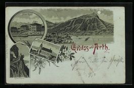Mondschein-Lithographie Arth, Hotel Adle