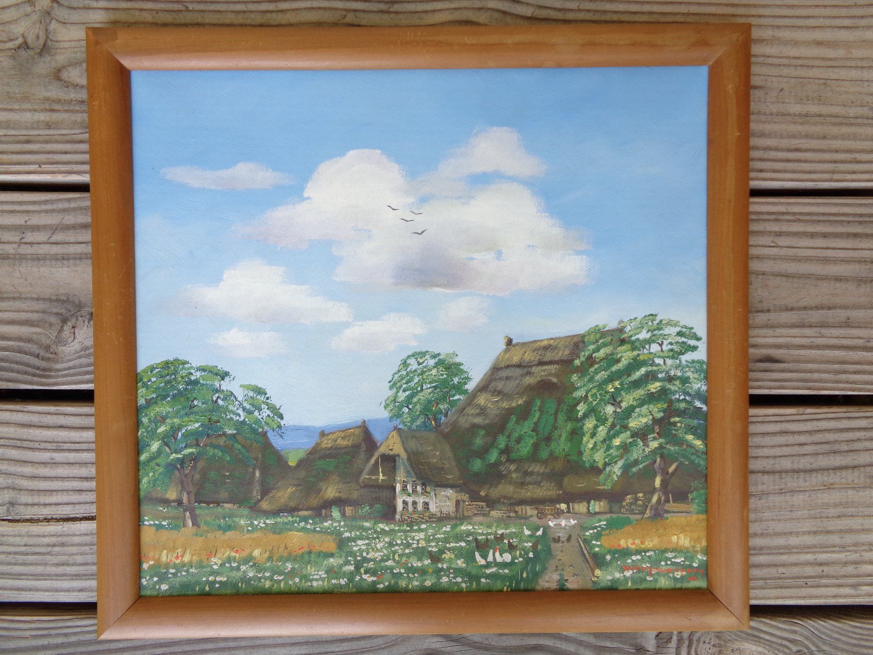 Gemälde: WALTER SCHAUENBERG 1884-1943 STROHDACHHAUS GEMÄLDE – Gebraucht aus Henggart von Pascha22 5