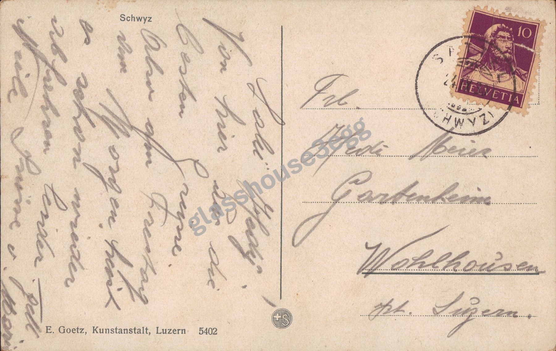 Cartoline postali: AK 1930 Schwyz – Usato da Eggersriet venduto da glasshouse3egg 1
