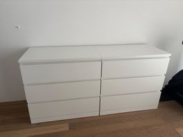 2 Ikea Malm white drawer units