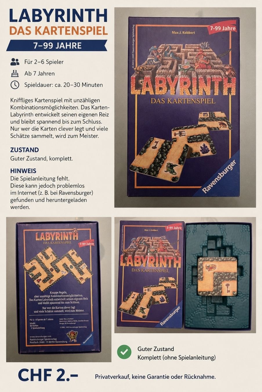 Ravensburger Giochi: Labyrinth Das Kartenspiel von Ravensburger  – Usato da Zug venduto da dhs87 3