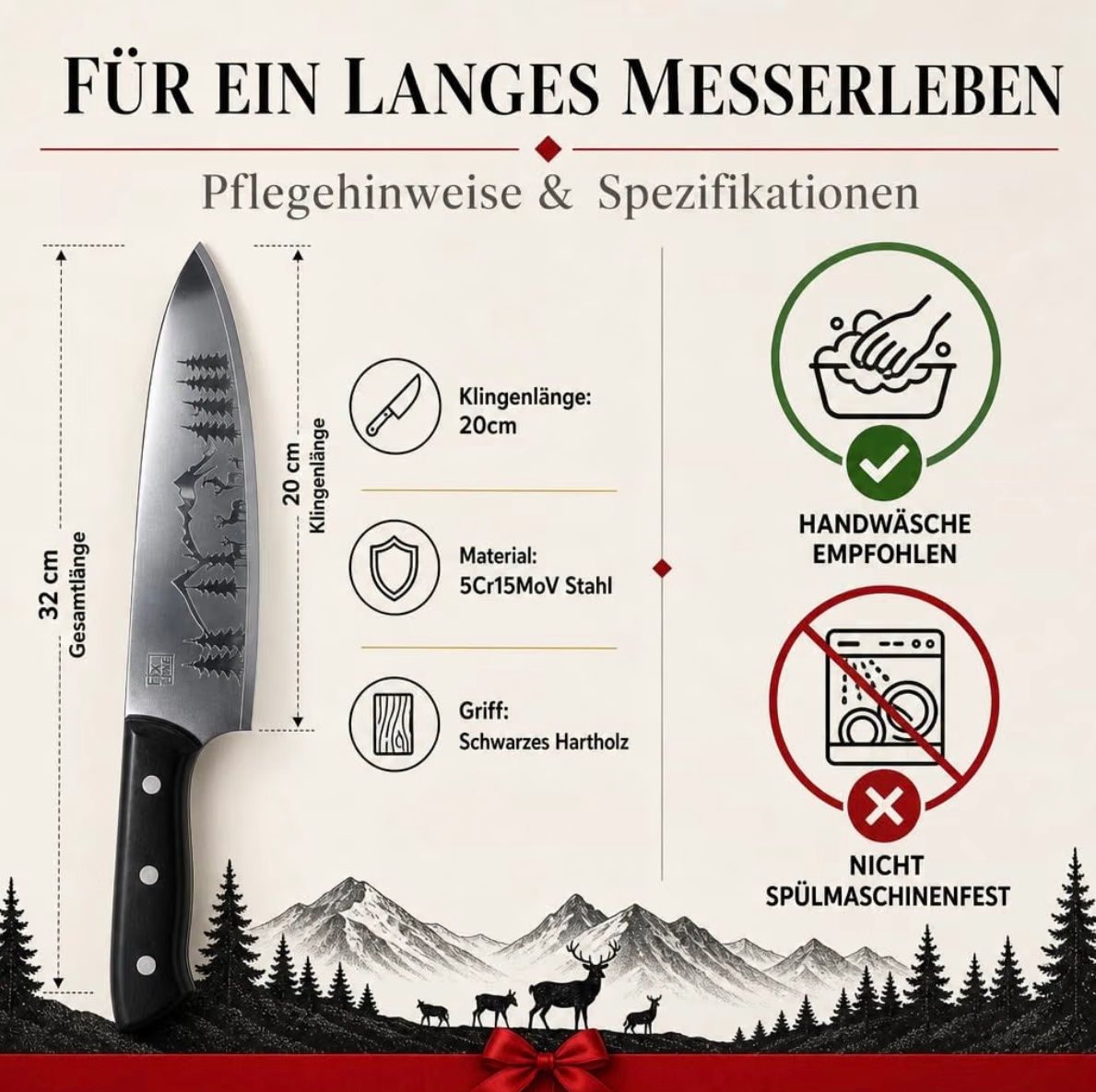 Küchenmesser: FIXLINE Chefmesser 20cm BLACK FOREST Edition – Neu und originalverpackt aus Basel von Seifehuesli 1