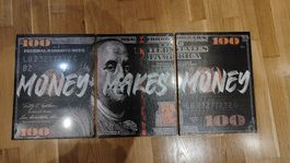 3x Wandbilder "Money makes Money" - Top Zustand!