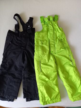 Set 2 Kinder Skihosen schwarz / hellgrün Gr. 86/92