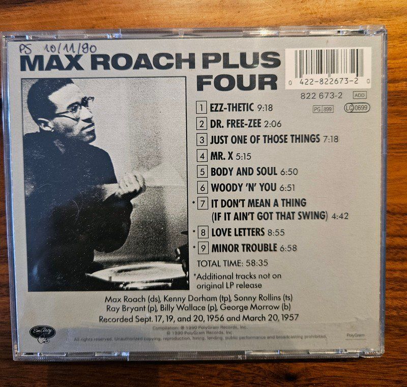 CDs: CD Jazz: "Max Roach + Four" (mit Sonny Rollins) – D'occasion à Zürich par phillyboy2007 1
