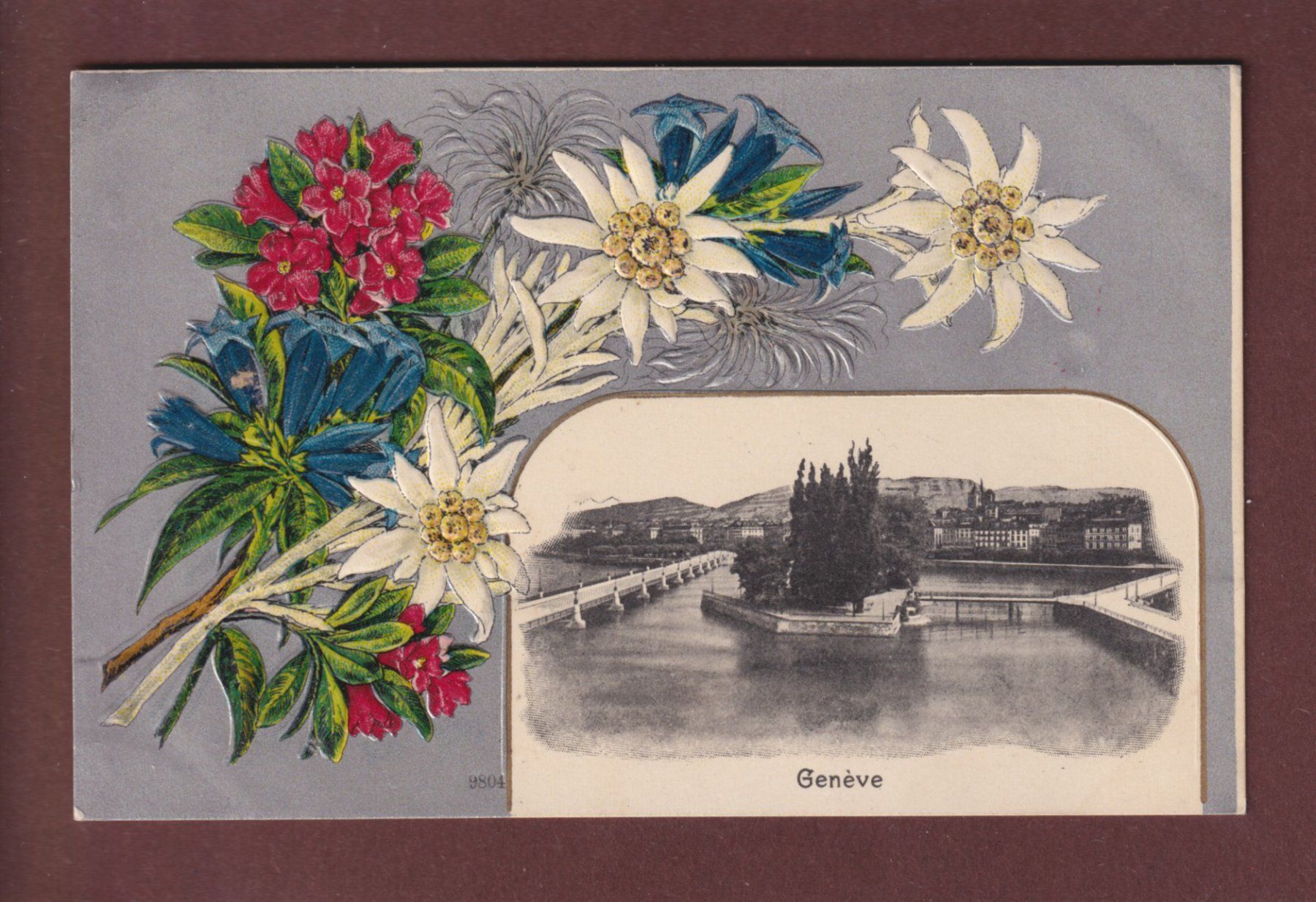 Ansichtskarten: GENEVE - Fleurs - 1908 carte gauffrée – Gebraucht aus Pully von nicecards