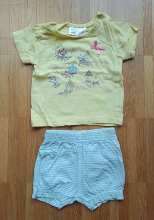 💛🌞💚 Unisex Sparset: T-Shirt und Hose Gr. 62, 2-4 Monate