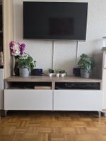 Meuble TV IKEA BESTÅ – noyer teinté gris / blanc – 120 cm