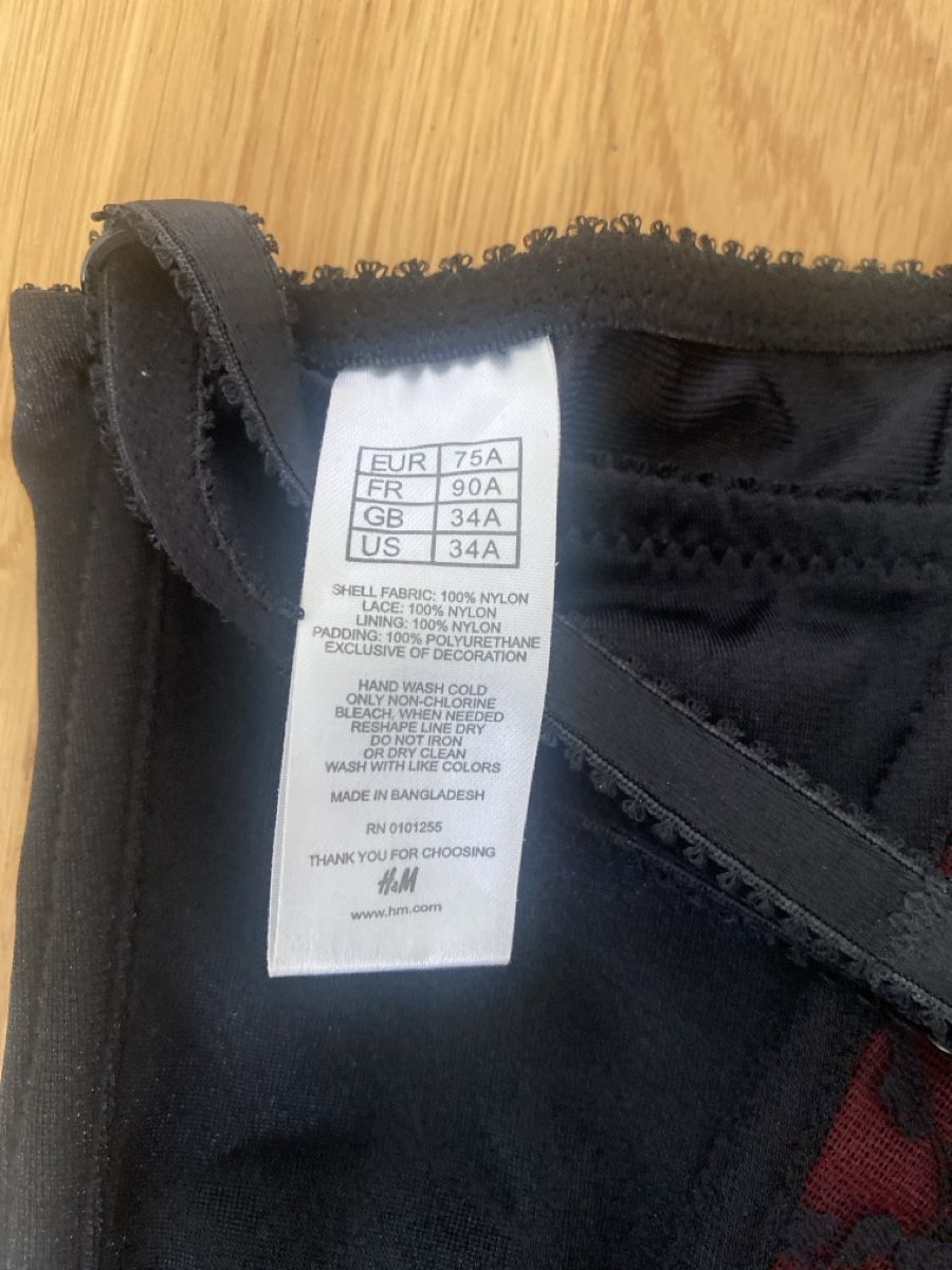 H&M Altra biancheria intima: Bordeaux-schwarzer Corsage mit Spitze, Gr. 75A/34A – Usato da Birmenstorf AG venduto da Midget0 3