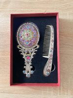 Coffret de vanité baroque vintage Miroir à main et peigne  