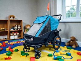 Fahrradanhänger 3in1 für 1 Kind Buggy Jogger & Anhänger BLAU