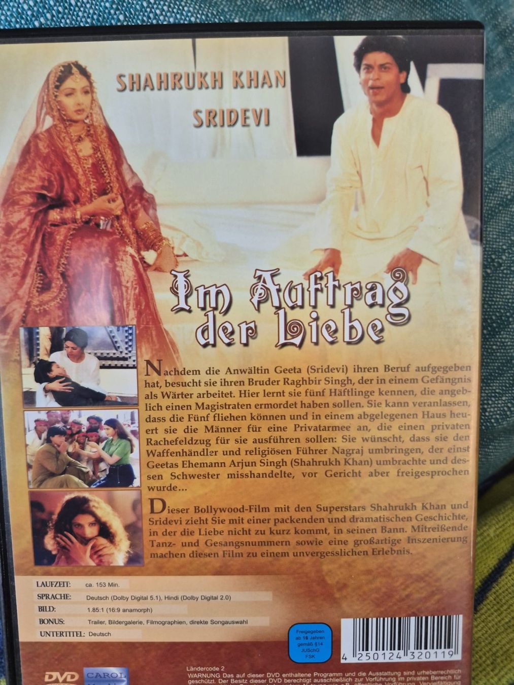 DVD Film Im Auftrag Der Liebe Mit Shahrukh Khan Sridevi Neu gem ss 