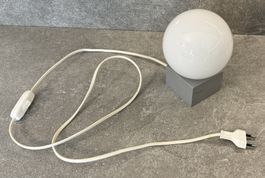 Tischlampe mit Holz Sockel + Glühbirne + Glas ...