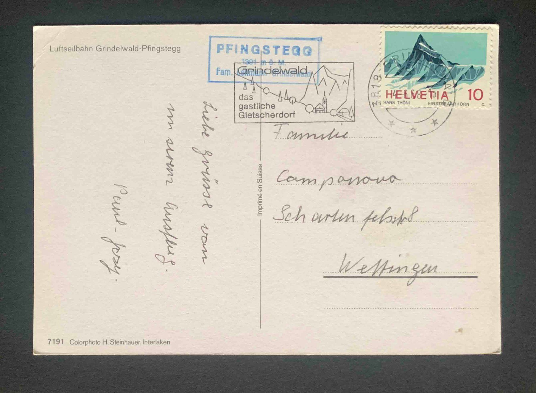 Cartoline postali: AK Luftseilbahn Grindelwald Pfingstegg – Usato da Goldau venduto da artelier1 1