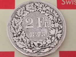 2 Franken 1875 ss, nur 0,982 Mio!