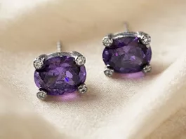 Silber 925 Ohrstecker mit Amethyst-Zirkonia, dezent - Neu