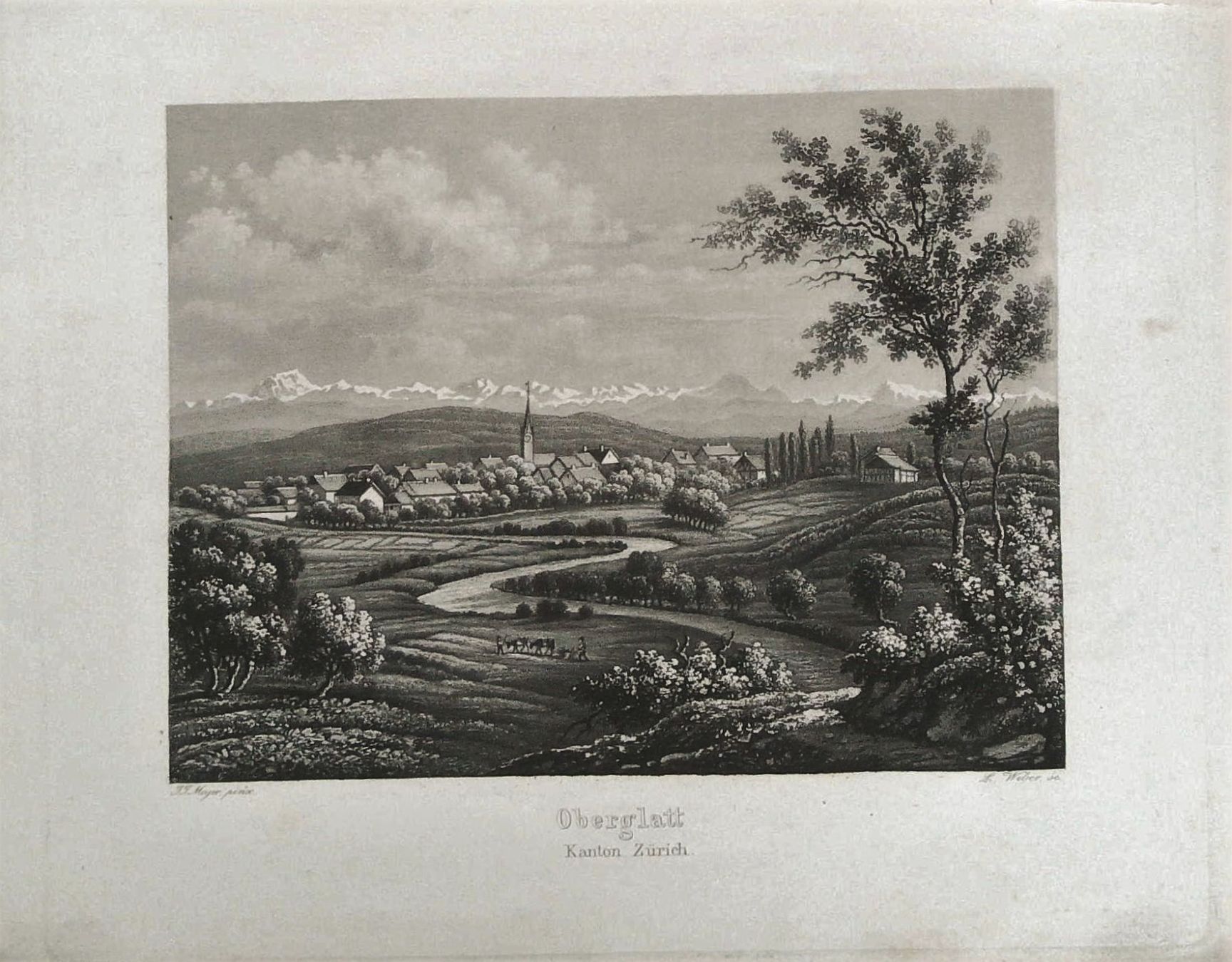 Incisioni: Oberglatt Aquatinta  Neujahrsblatt 1856 – Usato da Rafz venduto da Helvet32