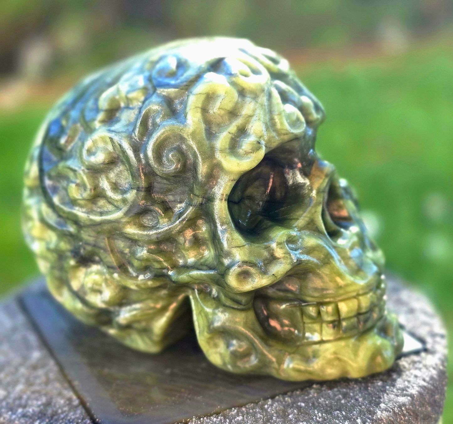 Mineralien & Heilsteine: Serpentin Jade Schädel B 456g – Neu und originalverpackt aus Matzingen von Shay_Crystalz