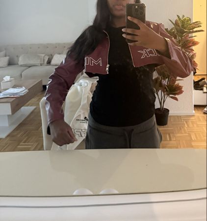 Veste courte femme bordeaux simili cuir taille M neuf