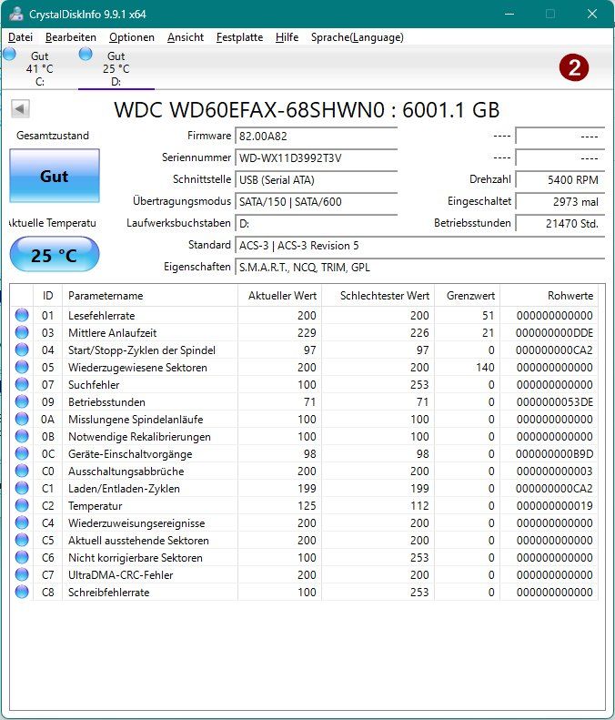 Western Digital Dischi rigidi: 6TB HDD Drive Speicher WD60EFAX – Usato da Schliern b. Köniz venduto da Soundzzz 1
