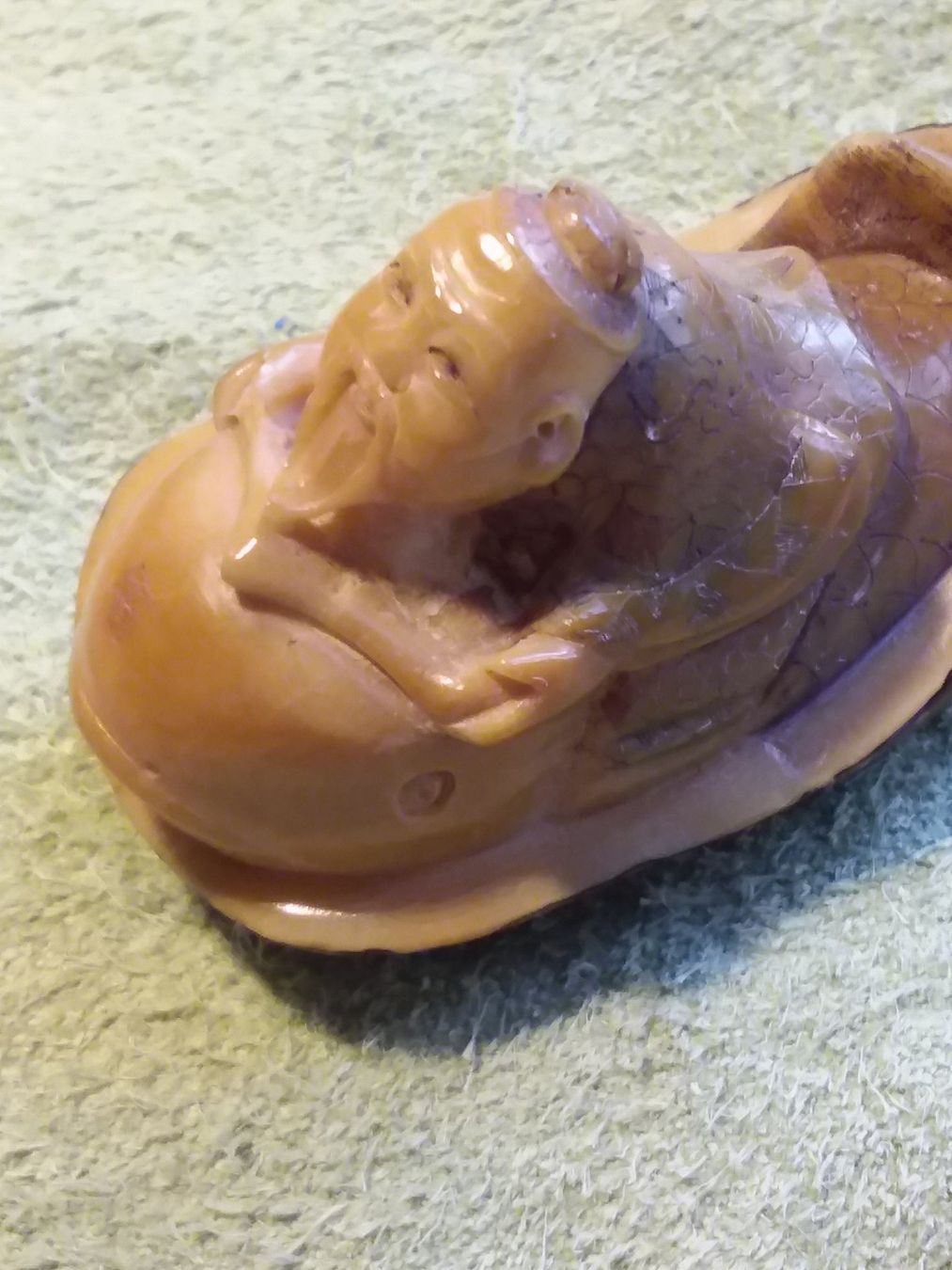 Statuette: Signiertes Netsuke, Mönch reitet Wal, Japan – Usato da Zürich venduto da sanwit 6