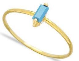 Ring 925 Silber gold Baguette rechteckig fein türkis 57