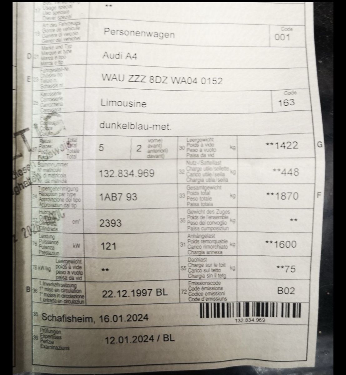Audi Autos: Audi A4B5 2.4L ab 1sfr. – Defekt aus Gontenschwil von Ilic_a.98 9